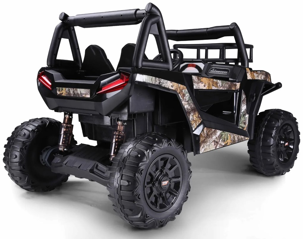 Jipe elétrico para crianças Tipo UTV 24V 2 Lugares em imitação de pele, comando à distância 2,4 GHz, 2 motores de 200 W, bateria de lítio, travão elét