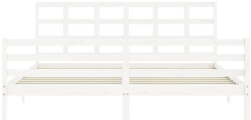 Estrutura de cama com cabeceira 200x200cm madeira maciça branco