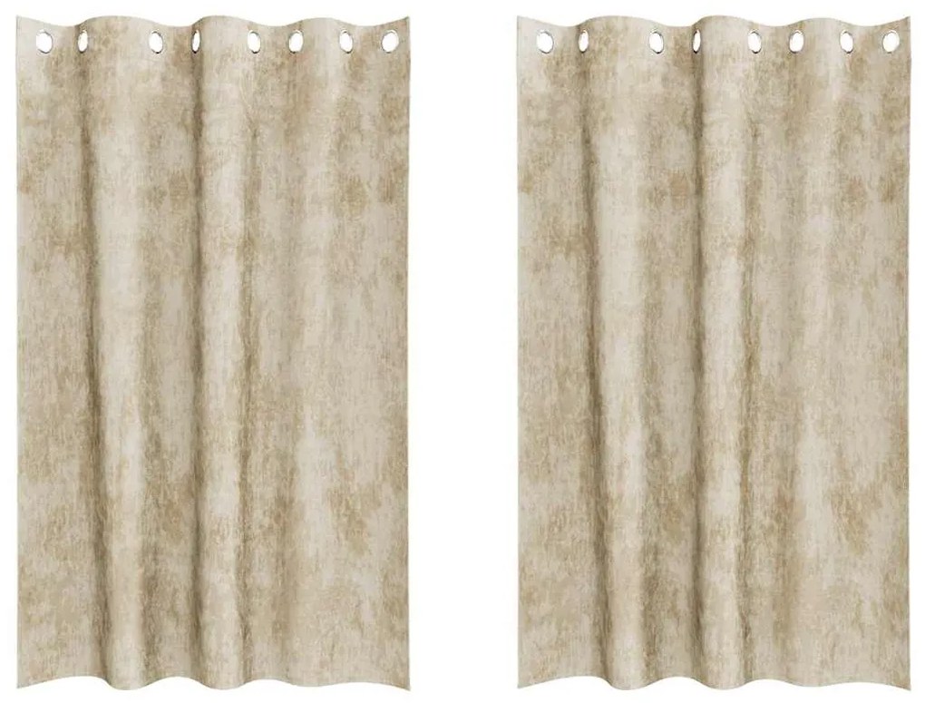 Cortinas de Veludo - 2 pcs com Ilhós Creme 175x140 cm