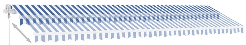 Toldo automático LED e sensor de vento 600x300 cm azul e branco