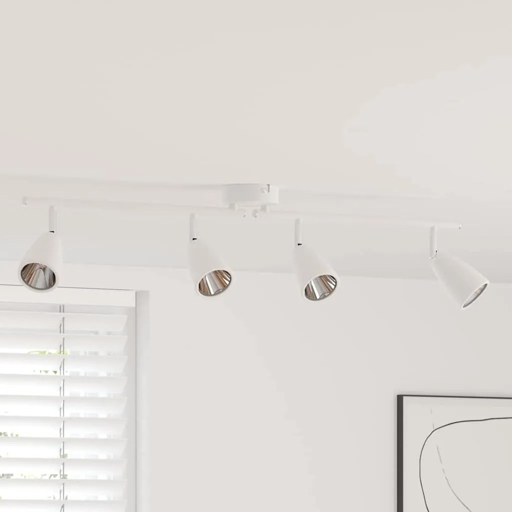 vidaXL Foco de teto com holofotes Branco 25.5 x 8 x 16 cm Metal