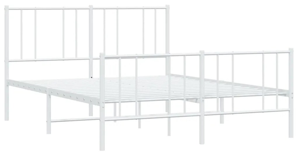 Estrutura de cama com cabeceira e pés 140x200 cm metal branco