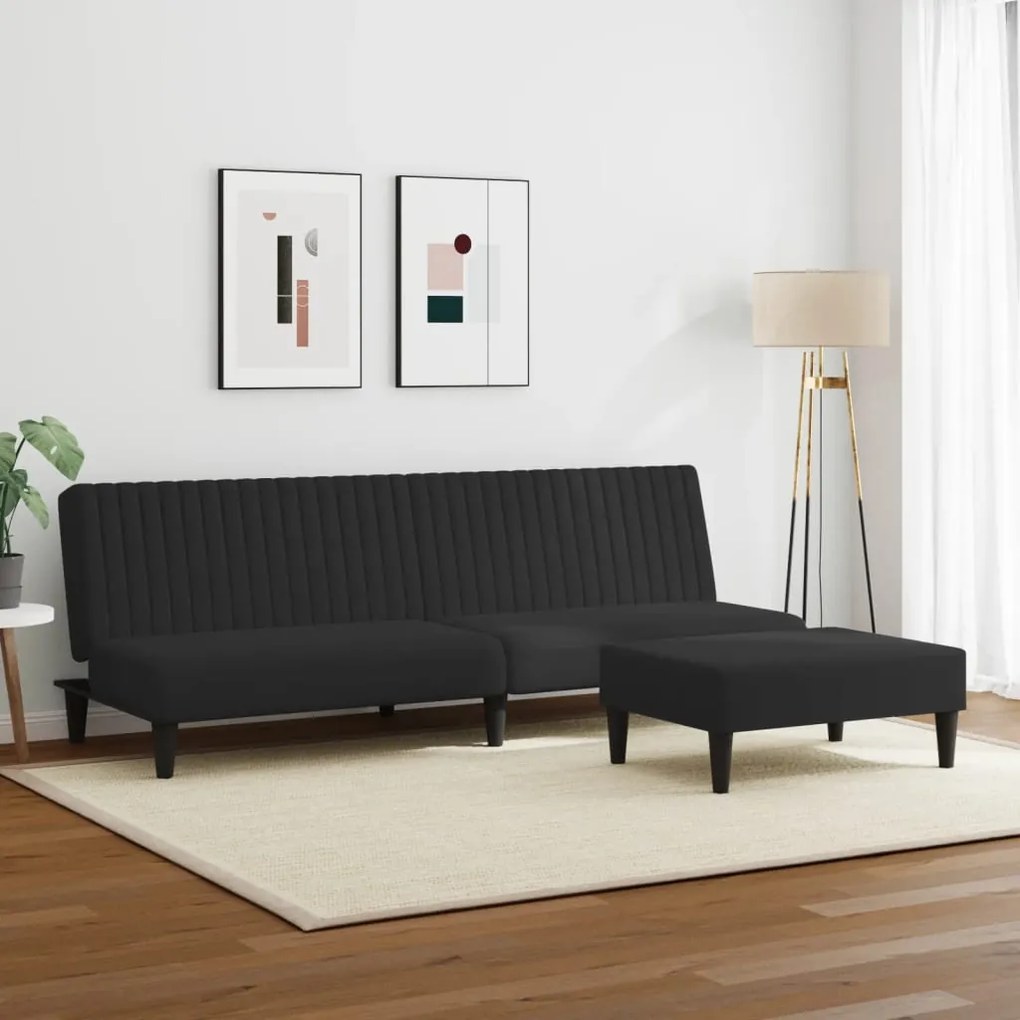 2 pcs conjunto de sofás veludo preto