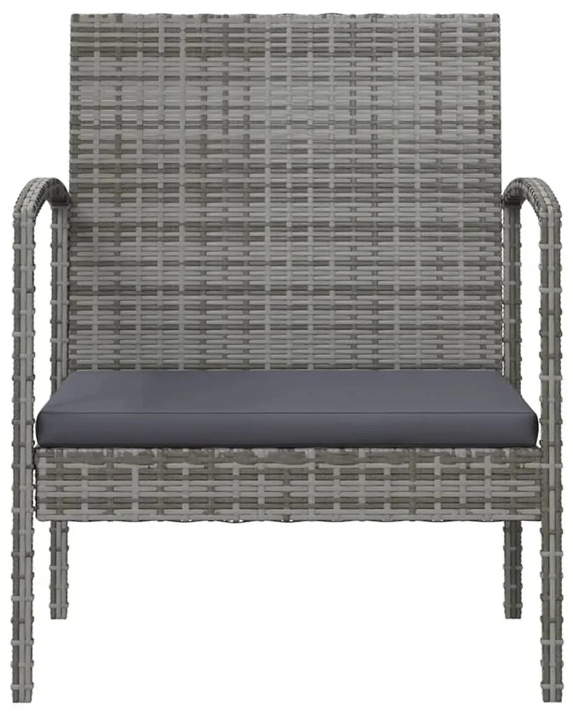 16 pcs conjunto lounge de jardim c/ almofadões vime PE cinzento