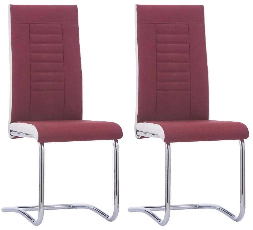 Cadeiras de jantar cantilever 2 pcs tecido vermelho tinto