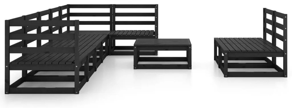 9 pcs conjunto lounge de jardim pinho maciço preto