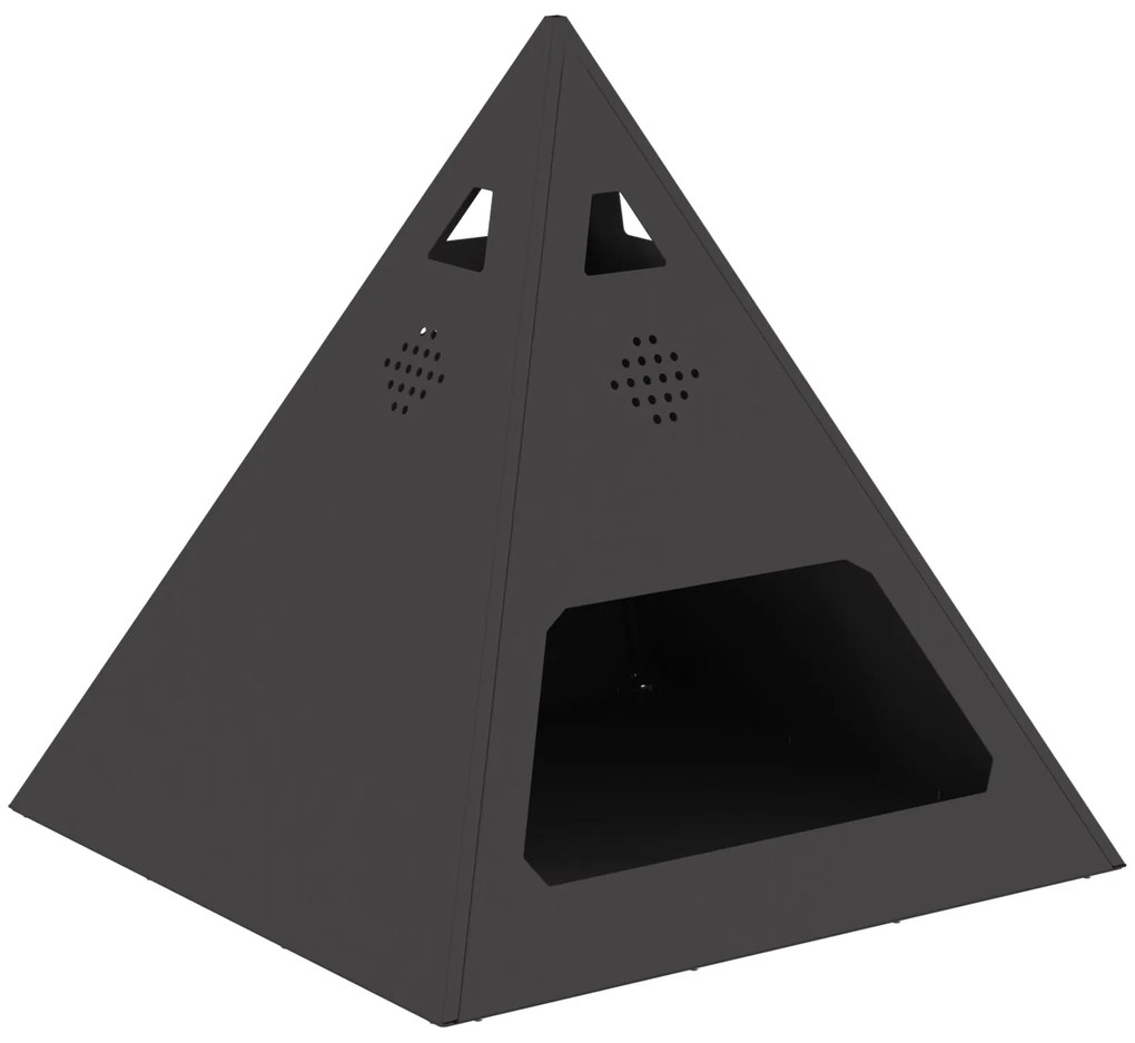 Fogueira Pyramid vidaXL Preto 50x50x51 cm Aço