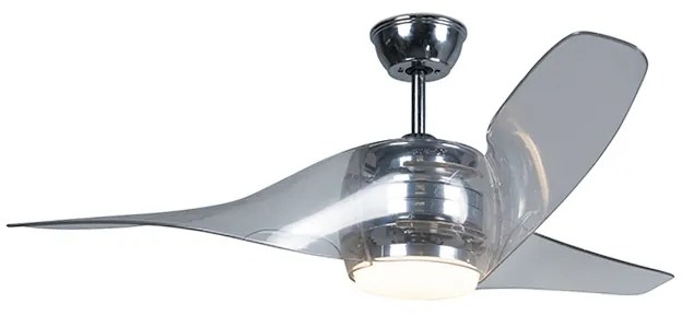 Ventilador de teto cromado com LED com controle remoto - Sirocco 50 Moderno