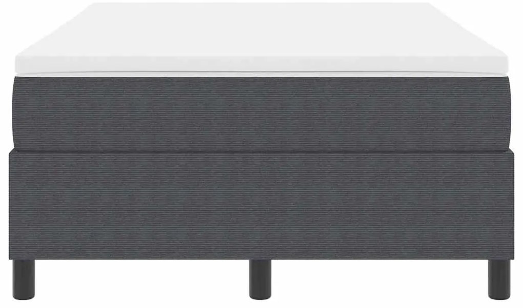 Cama Box com Colchão – Cinza Escuro, 120 x 200 cm, Tecido de Corduroy