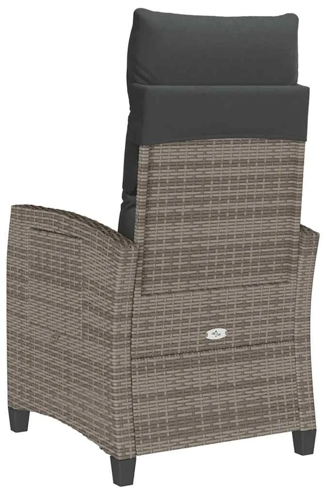 Cadeira de jardim reclinável com mesa de apoio vime PE cinzento