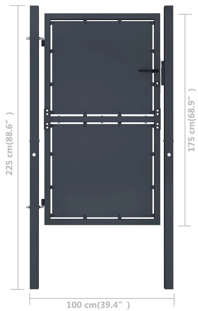 Portão de jardim 100x175 cm aço antracite