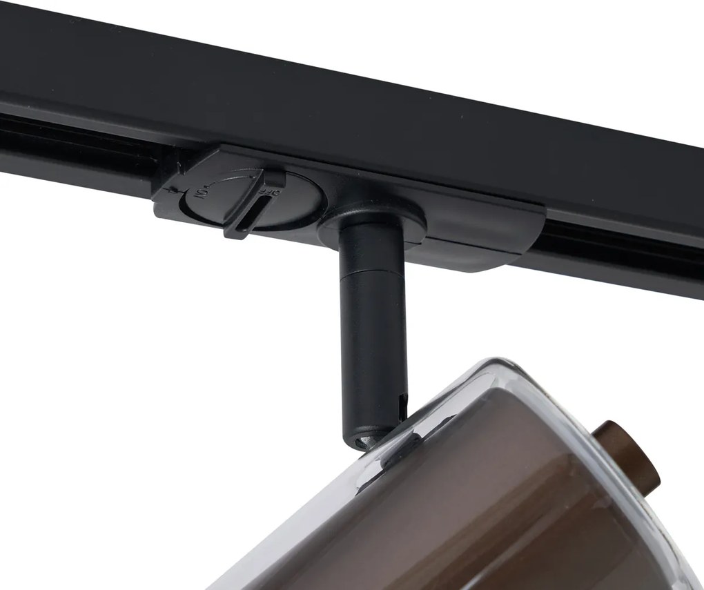 Sistema de calhas de iluminação moderno preto com 3 focos bronze escuro monofásicos - Iconic Lloyd