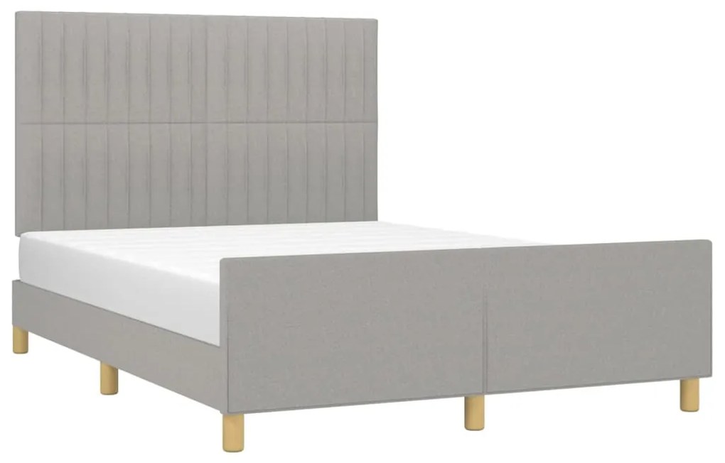 Estrutura de cama com cabeceira 140x200 cm tecido cinza-claro