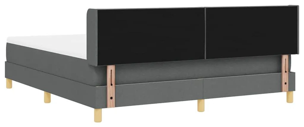 Cama Box com Colchão Cinza Escuro, 180 x 200 cm, Tecido.