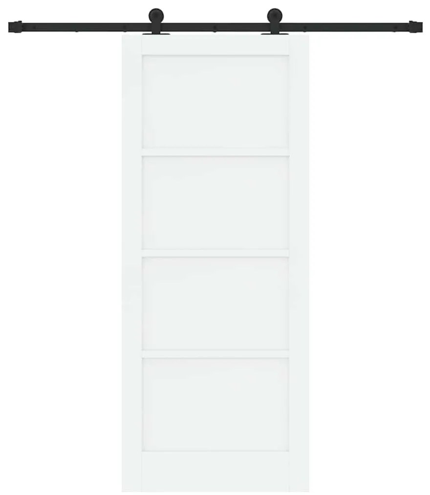 Porta de Correr com Conjunto de Ferragens Branca 83x202 cm Madeira Mac