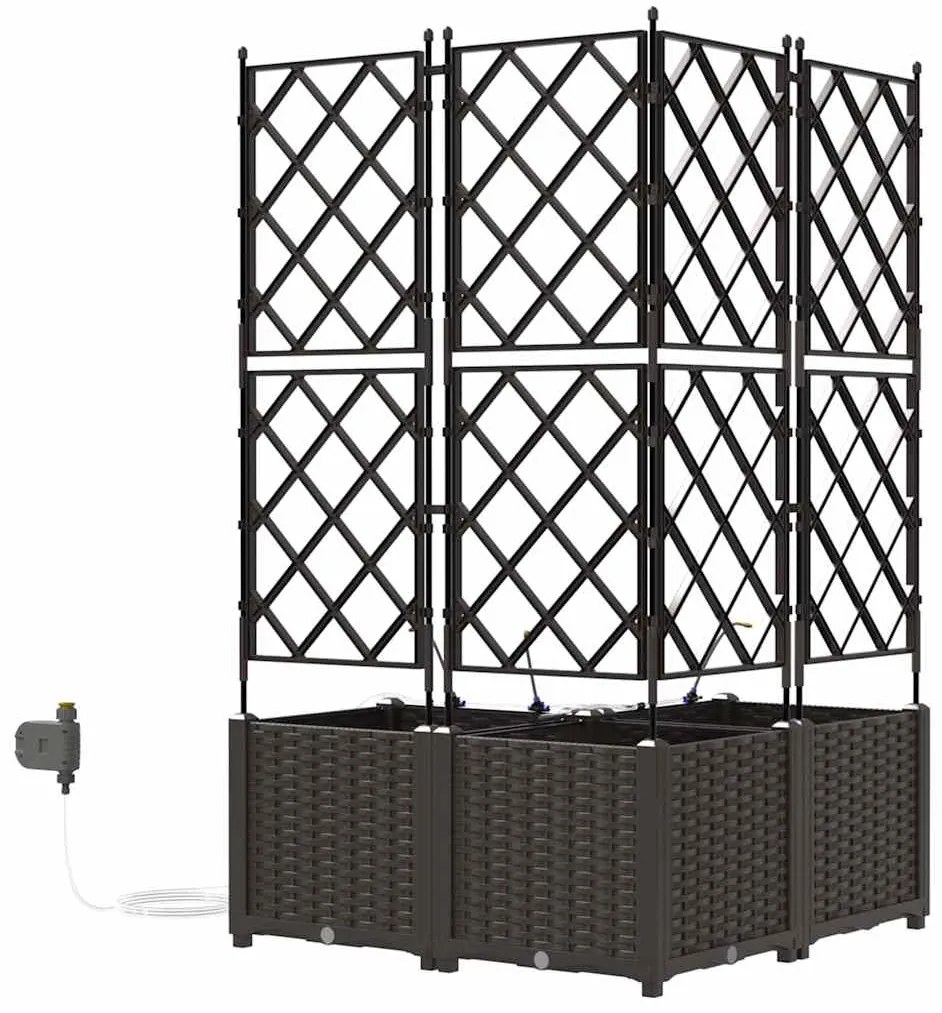 Jardineiras de Jardim 1 pc Castanho 80 x 80 x 142 cm Plástico