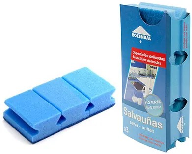 Esfregao de Esponja Azul Bicapa Pack de 3 Unidades