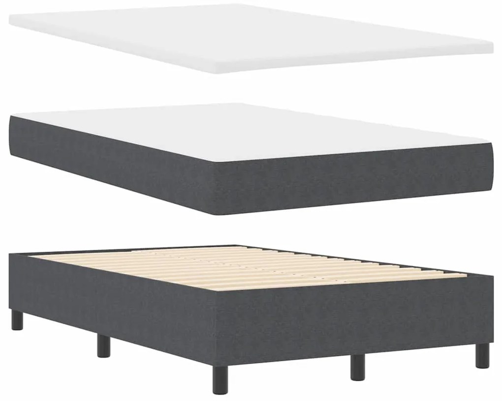 Cama Box Spring com Colchão &amp; Luz LED Cinza Escura 120x200 cm Tecido C
