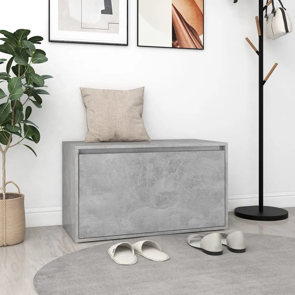 808670 vidaXL Banco de corredor 80x40x45 cm contraplacado cinzento cimento