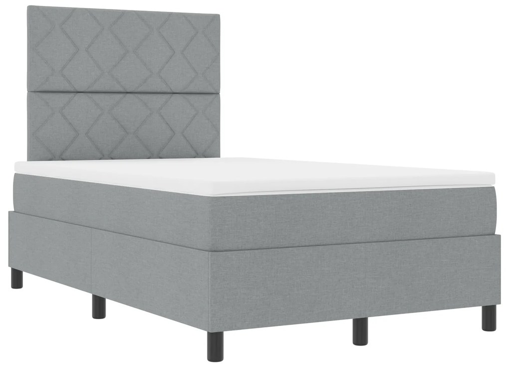Cama Box Spring com Colchão Cinza Claro 120x200 cm Tecido
