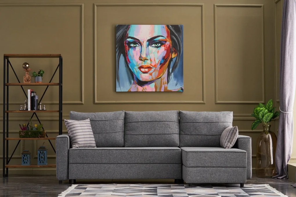 Sofá-Cama de Canto Ece – Cinzento – 242x88x90 cm