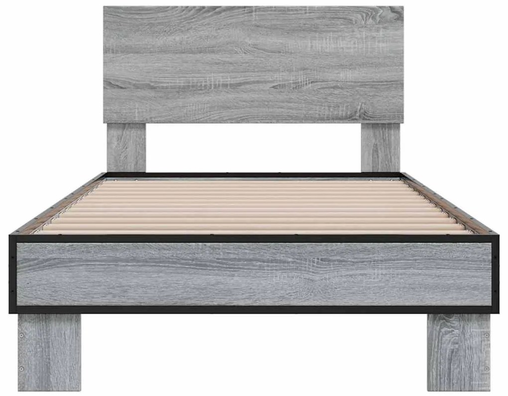 Estrutura cama 100x200 cm derivados madeira/metal cinza sonoma