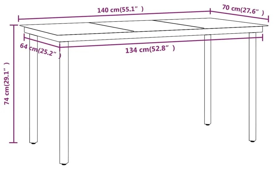7 pcs conj. de jantar para jardim com almofadões castanho/preto