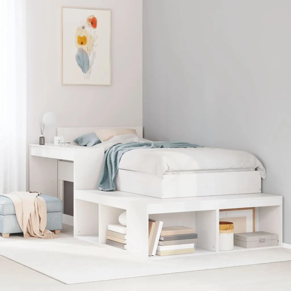 vidaXL Cama sem colchão 90x190 cm madeira de pinho maciça branco