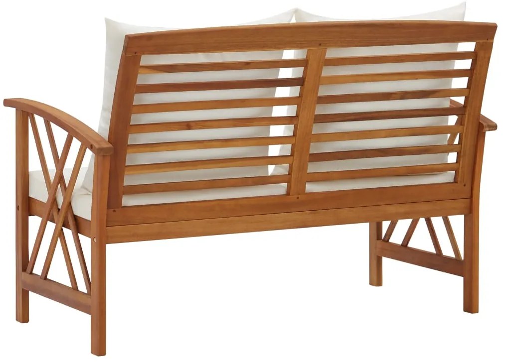 Banco de jardim c/ almofadões 119 cm madeira de acácia maciça