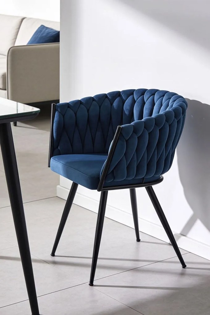 Cadeira Widny Black Veludo - Azul