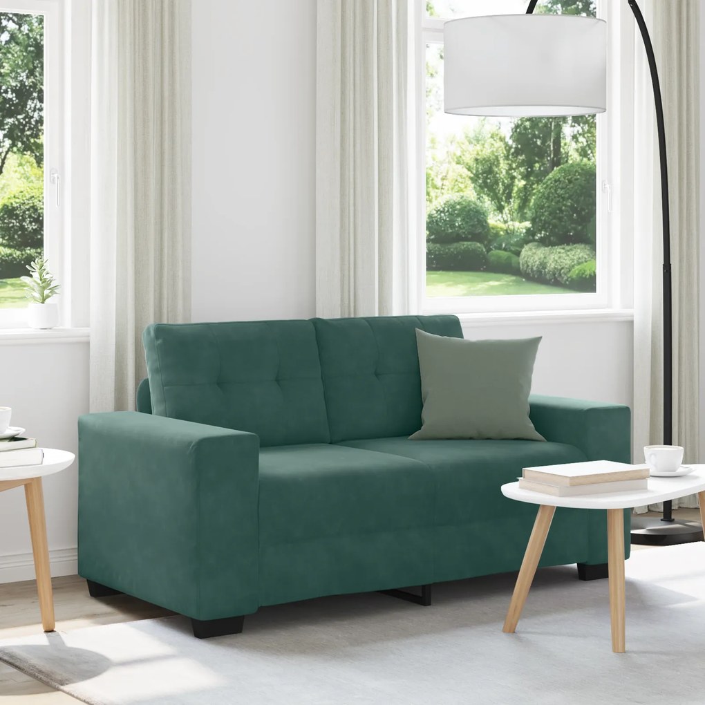 Sofá Loveseat Verde Escuro 120 cm em Veludo da vidaXL