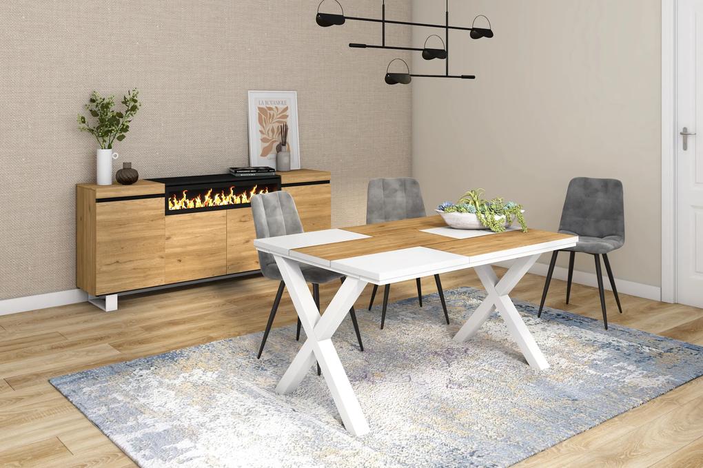 Mesa de sala de jantar | 6 pessoas | 140 | Robusto e estável graças à sua estrutura e pernas sólidas | Ideal para reuniões familiares | Oak e branco |