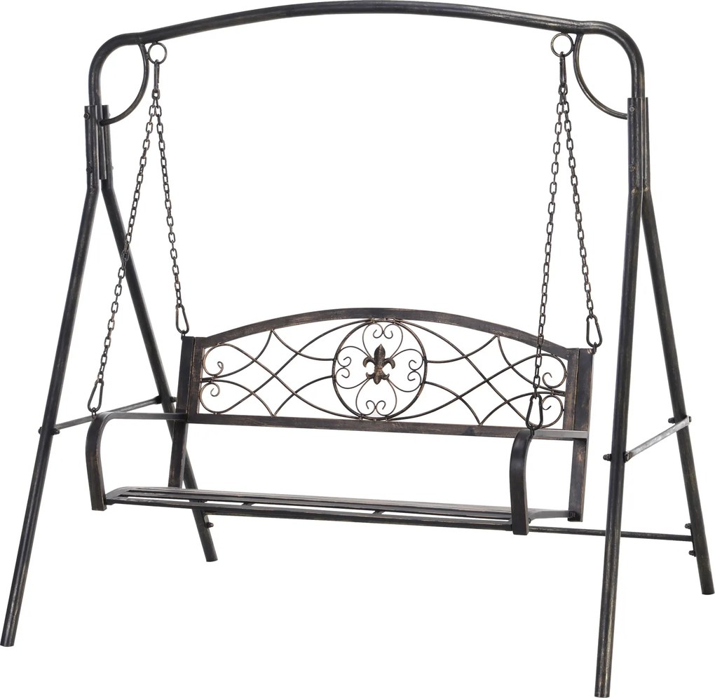 Outsunny Balanço de jardim banco baloiço para o jardim balanço para exterior, design vintage, efeito latão, 167 cm x1 23 cm x 175cm | Aosom Portugal