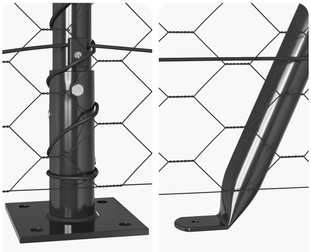 Cerca Hexagonal vidaXL Cinza 1,5x50 m Aço, Postes de Cerca vidaXL com