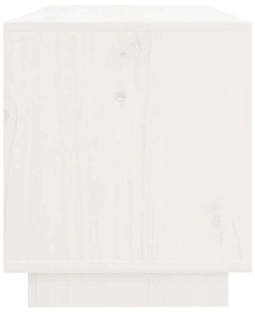 Móvel de TV 74x34x40 cm madeira de pinho maciça branco
