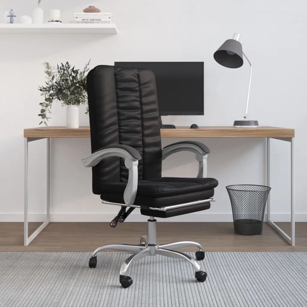 vidaXL Cadeira de escritório reclinável couro artificial preto