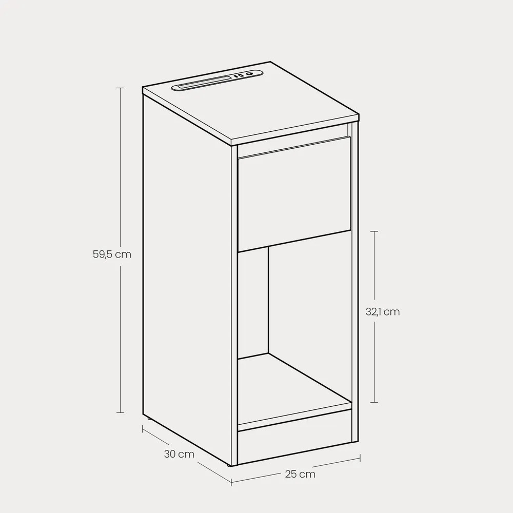 Conjunto de 2 Mesas de cabeceira estreita 30 x 25 x 59,5 cm bege-branco