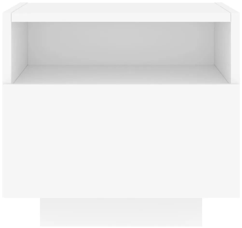 Mesas de cabeceira com luzes LED 2 pcs 40x39x37 cm branco