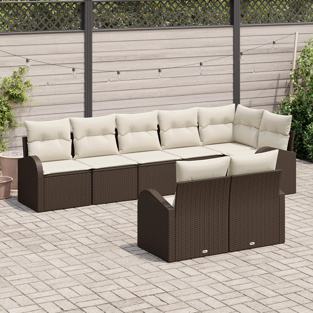 Conjunto de Sofá de Jardim com 8 Peças e Almofadas em Vime Polipropile
