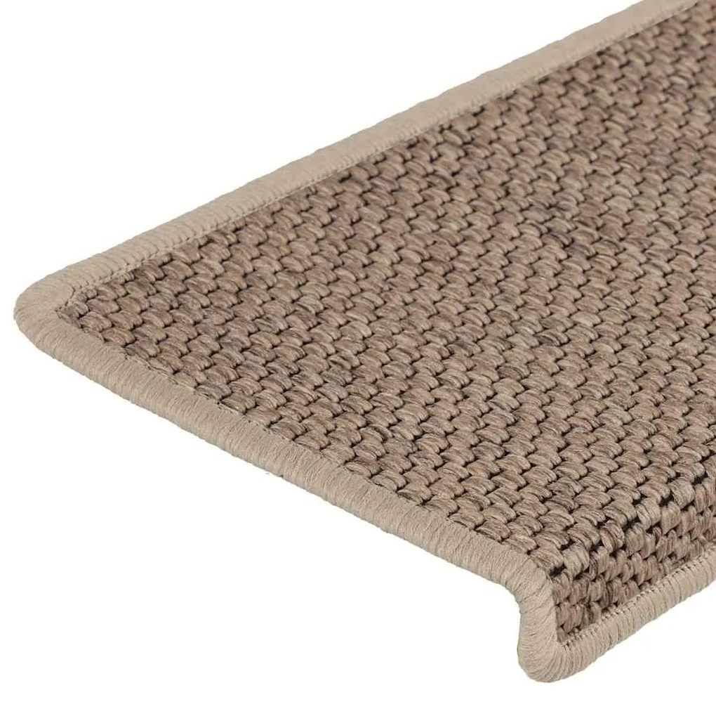 Tapetes escada adesivos aspeto sisal 30pcs 65x21x4cm cor areia