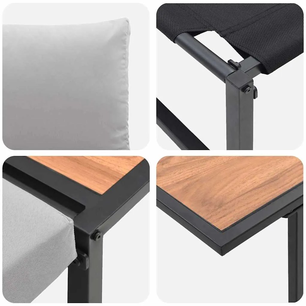 Conjunto de Jantar de Jardim de 3 Peças vidaXL com Almofadas Cinza Cla