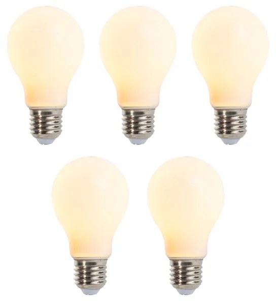 Conjunto de 5 lâmpadas LED reguláveis E27 A60 matt 5W 380lm
