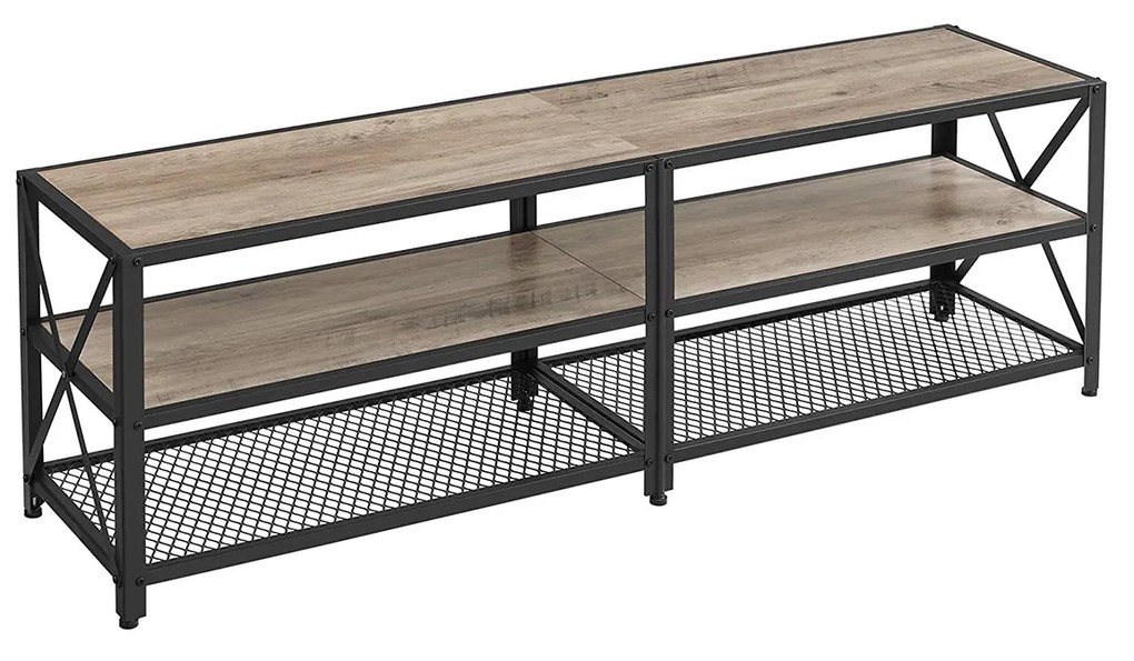 Suporte de TV VASAGLE, Mesa de TV para TV de até 70 polegadas, com prateleiras, estrutura de aço, sala de estar, móveis de quarto, cinza e preto LTV095B02