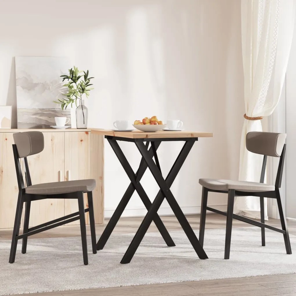 Mesa de jantar estrutura em X 80x50x75,5 cm pinho/aço