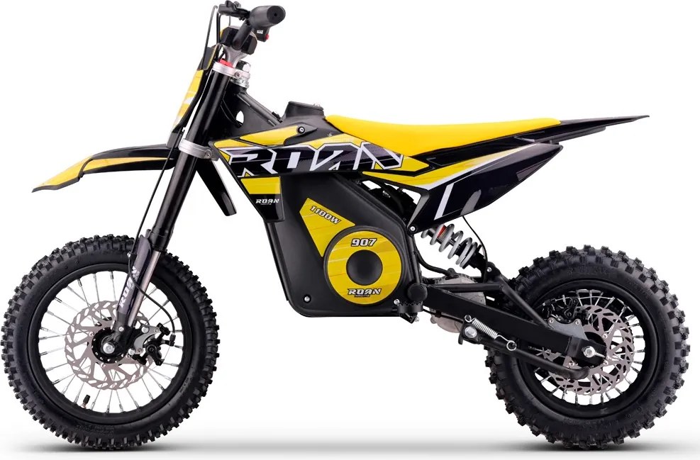Mini moto elétrica para crianças velocidade até 28 km/h C/Limitador 1100W Roan 907 36V 12/10" Amarela