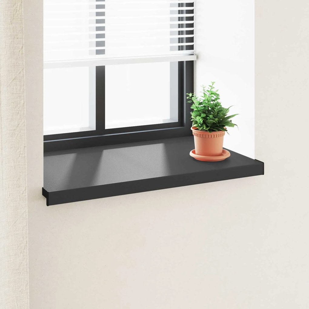 vidaXL Soleira de Janela Preto com Textura de Madeira 60 x 50 x 4,5 cm