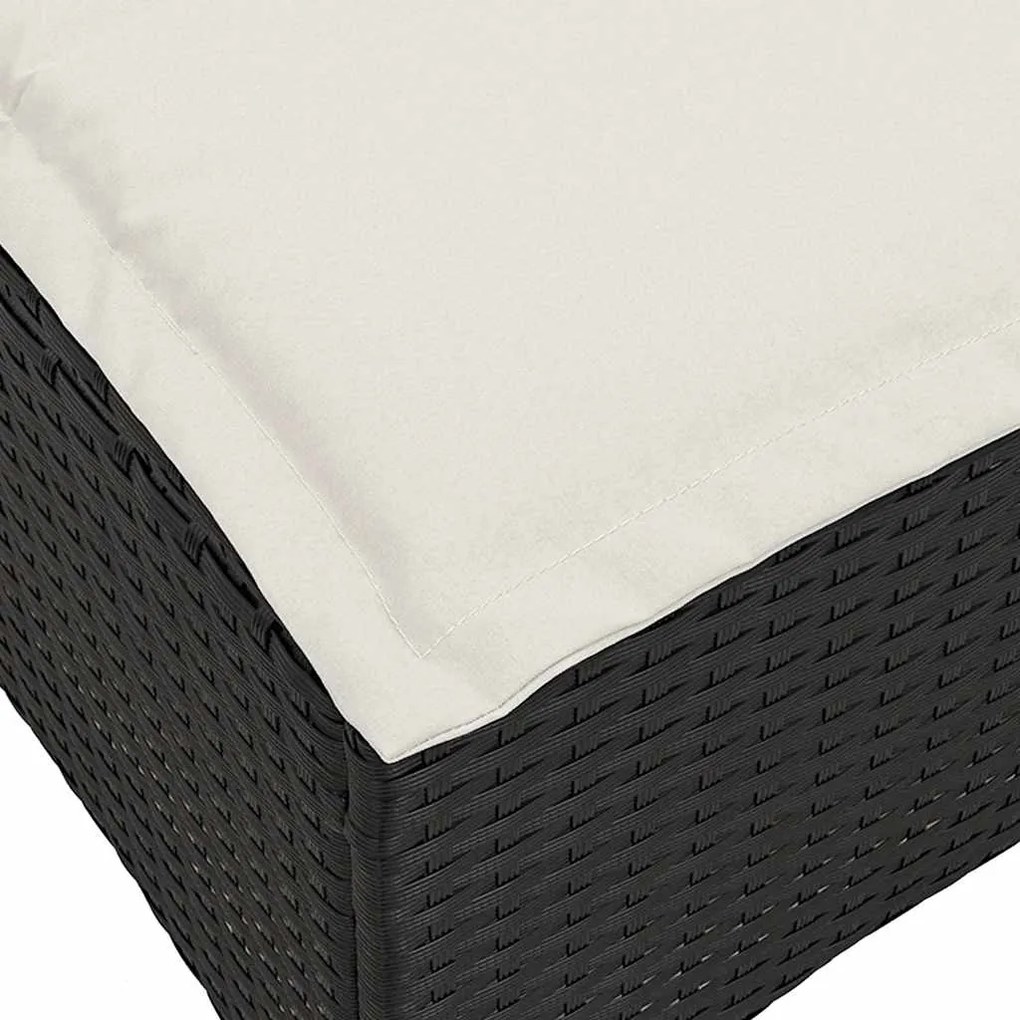 3pcs conjunto sofás de jardim com almofadões em L vime PE preto
