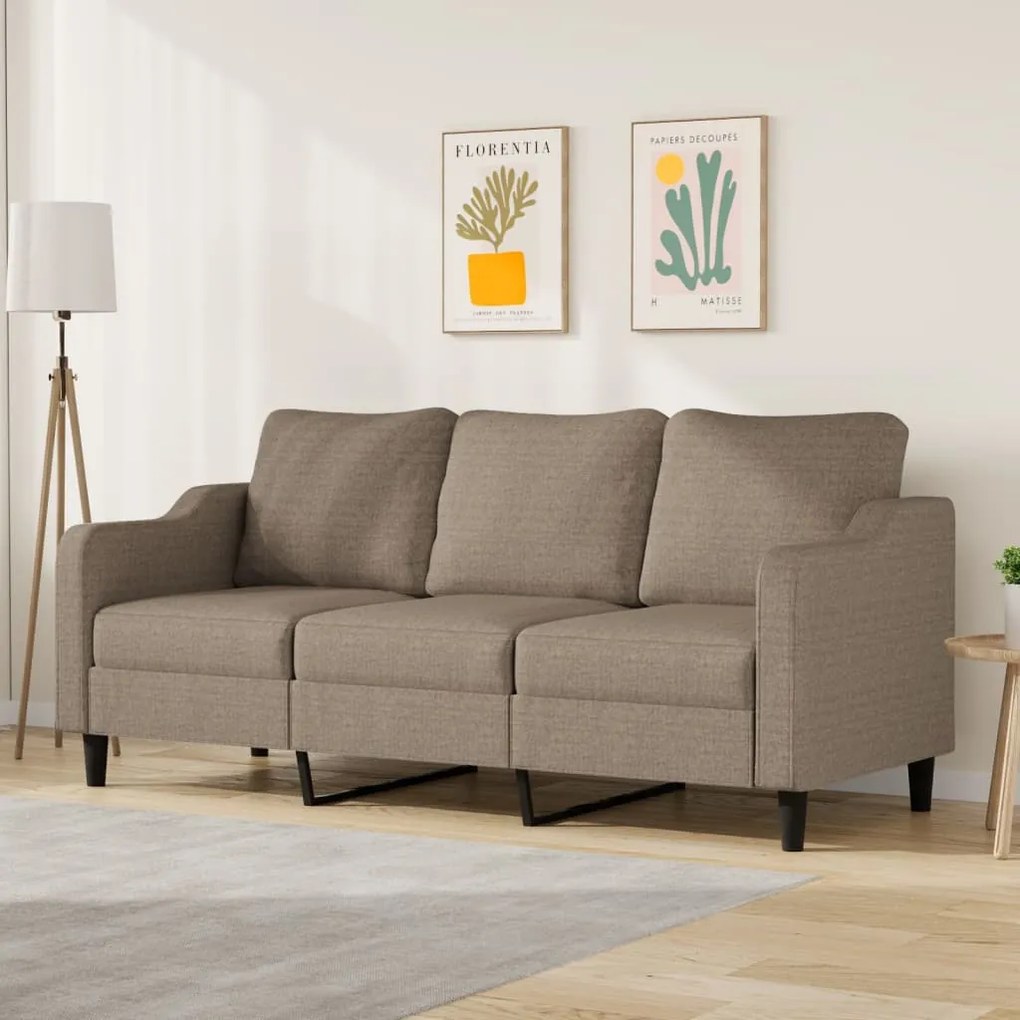 vidaXL Sofá de 3 lugares tecido 180 cm cinzento-acastanhado