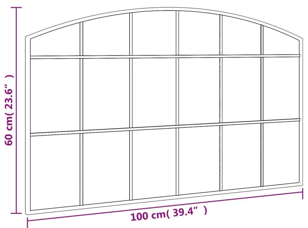 Espelho de parede arqueado 100x60 cm ferro preto