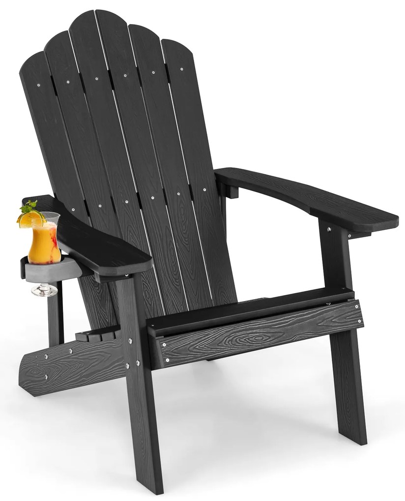 Cadeira Adirondack com porta-copos para pátio - Azul-marinho